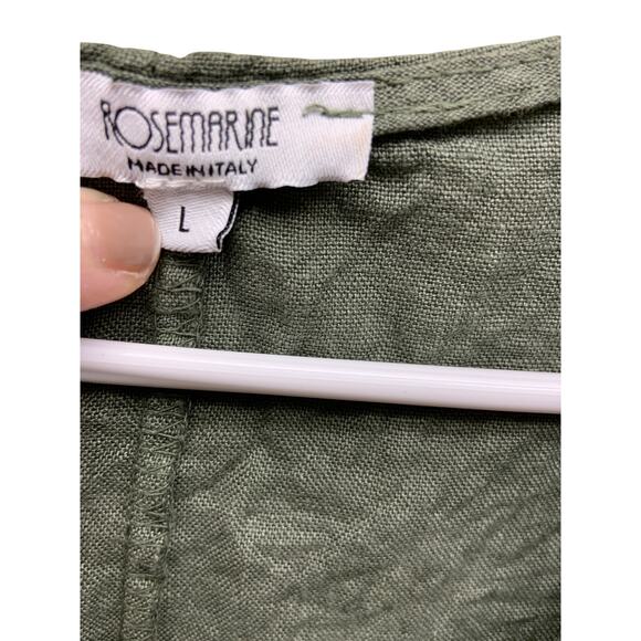 Rosemarine Linen Dress Gray Midi Dress Short Sleeve Embroidered Hem Size L - Picture 3 of 7